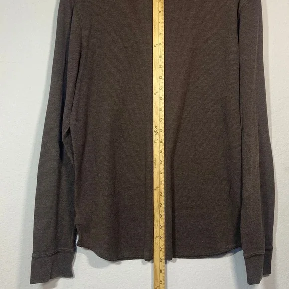 Gap Men's Long Sleeve Waffle‎ Knit Crew Neck Shirt Sz L Woodsy Brown Classic Tee - Picture 4 of 8